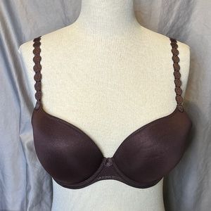 Marie Jo Tom Aubergine Underwired Push Up Bra 36D EUC